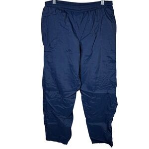 Vintage Nike Men's Navy Blue Nylon Track Pants Athletic Joggers Side Zips Size L